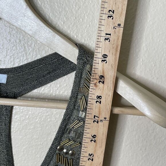 Cache Shirt Women's Medium Green Swing Tank Top Beads Embroidered V-neck Vintage - Picture 2 of 11